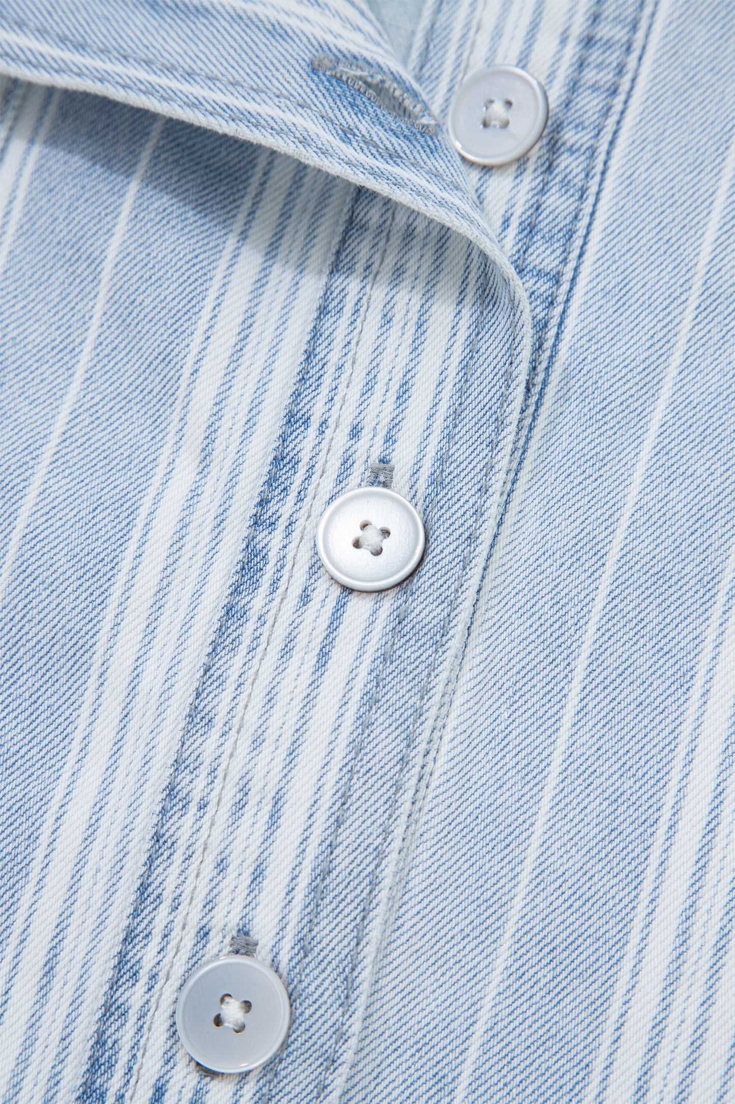 Sky Blue Stripe Boyfriend Chest Pocket Classic Denim Shacket