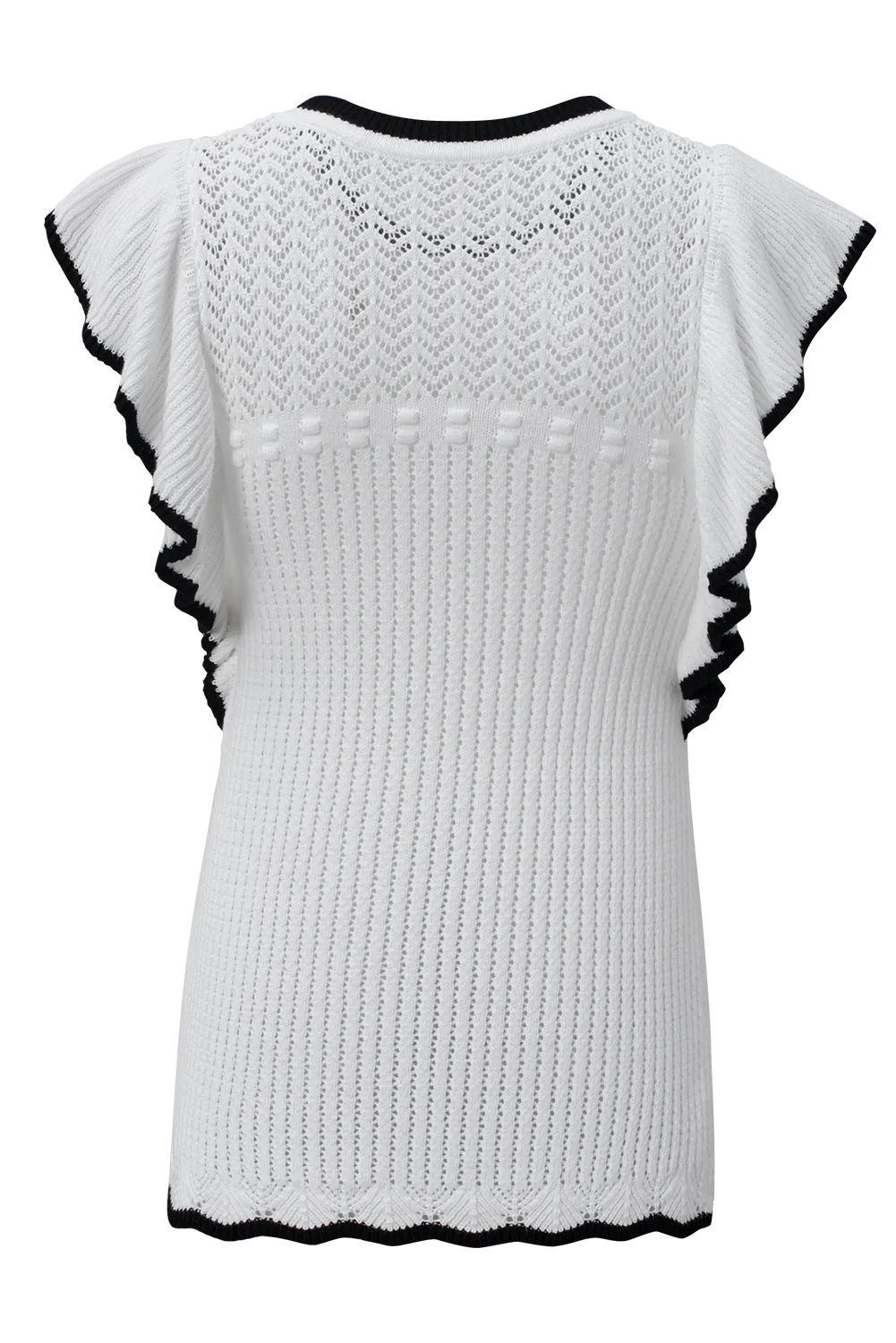 White Crochet Eyelet Flounce Tank Top - Chic Meadow Boutique 