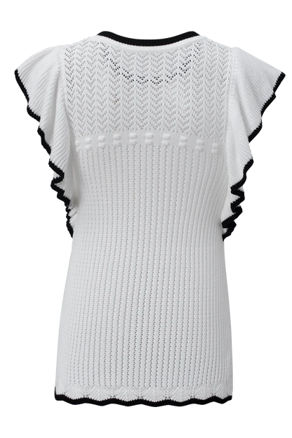 White Crochet Eyelet Flounce Tank Top - Chic Meadow Boutique 