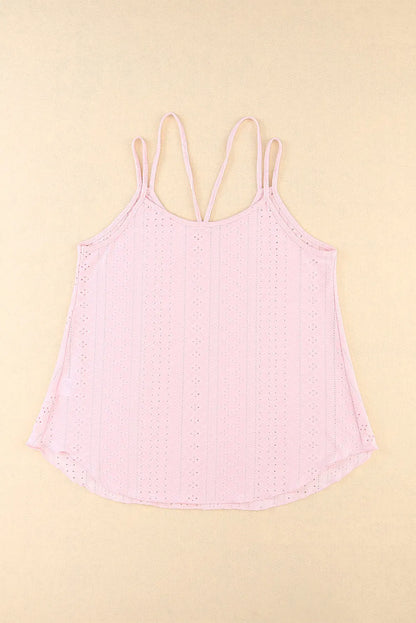 Pink Eyelet Strappy Scoop-Neck Tank Top - Chic Meadow Boutique 