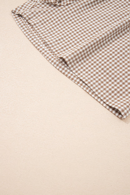 Khaki Contrast Trim Plaid Print Plus Size Shorts