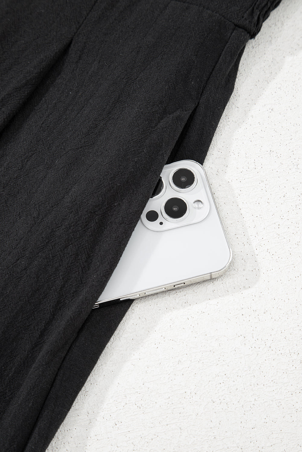 Black Front Cut Out Smocked Back Sleeveless Wide Leg Jumpsuit