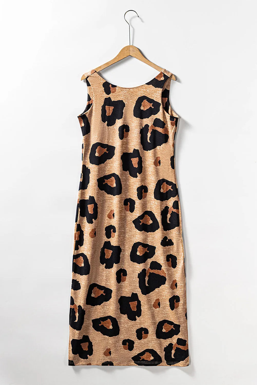 Leopard Split Open Back Sleeveless Maxi Dress - Chic Meadow Boutique 