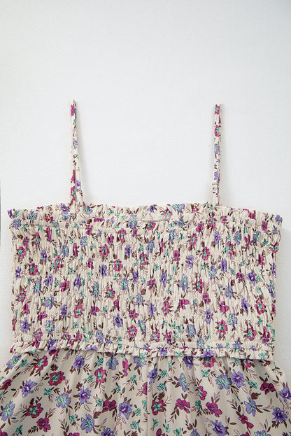 Multicolour Bohemian Ditsy Floral Smocked Fit Flare Sundress