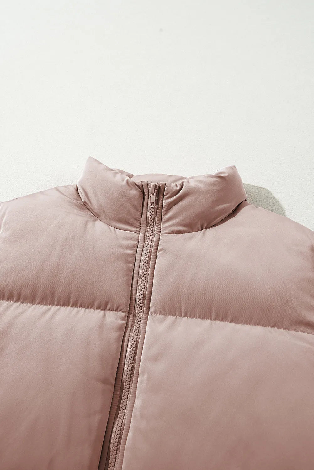 Apricot Pink Full Zipper Quilted Puffer Jacket - Chic Meadow Boutique 