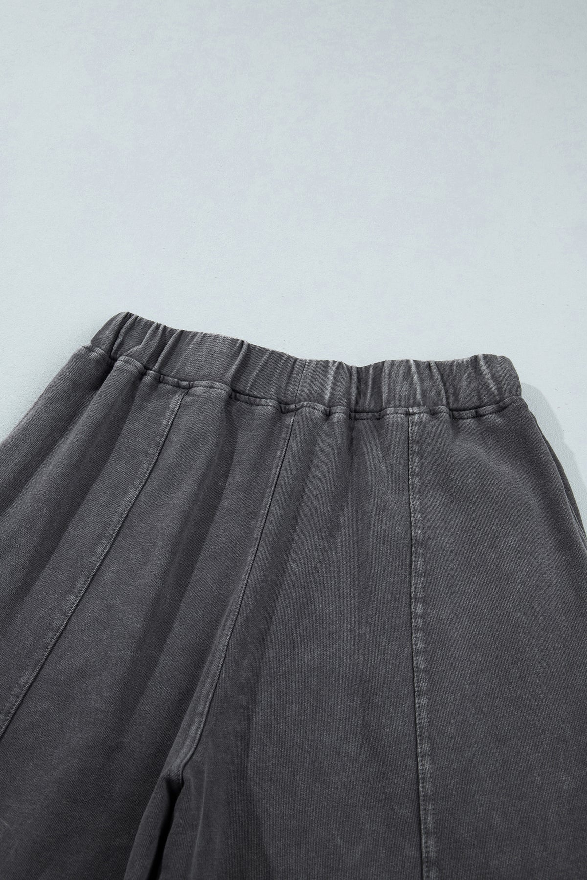 Carbon Grey Mineral Wash Seam Detail Elastic Waist Barrel Pants