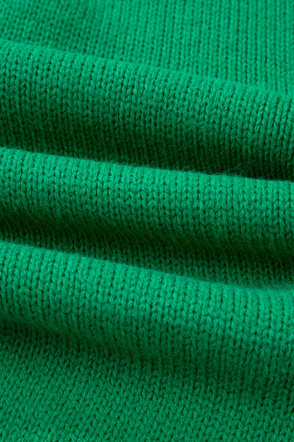 Bright Green Festive Bow Backless Bubble Sleeve Sweater