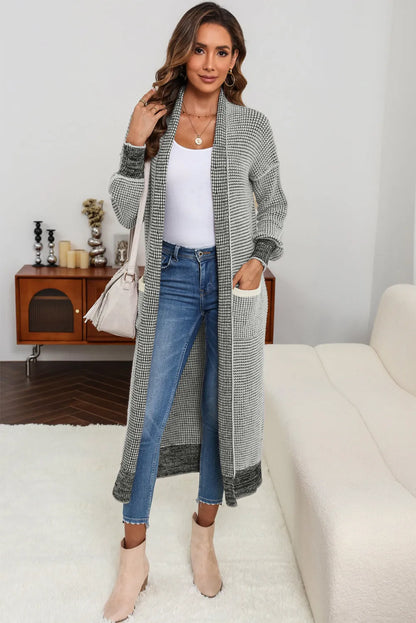 Gray Textured Knit Pocketed Duster Cardigan - Chic Meadow Boutique 