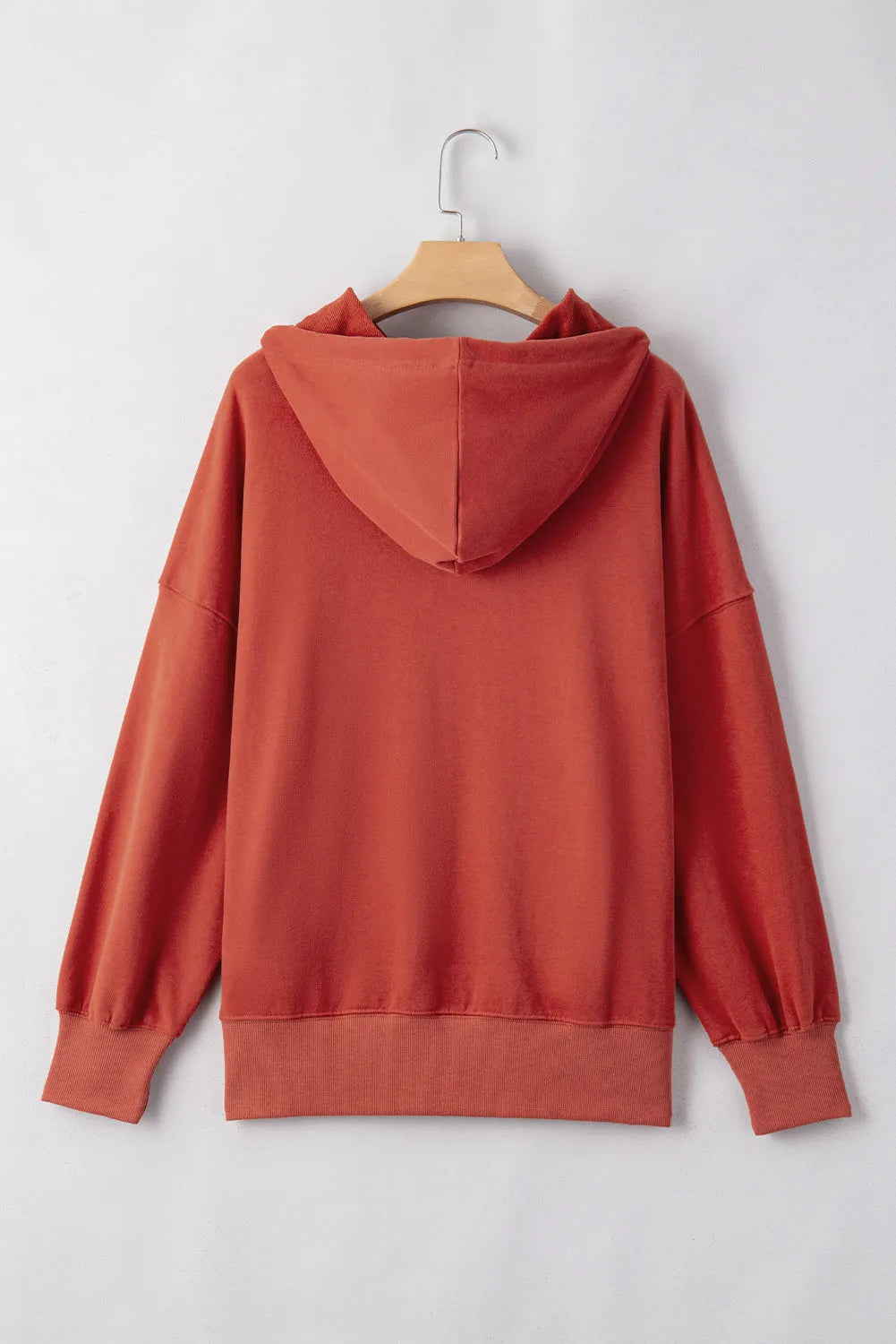 Red Clay Drop Shoulder Pocketed Baggy Drawstring Hoodie - Chic Meadow Boutique 