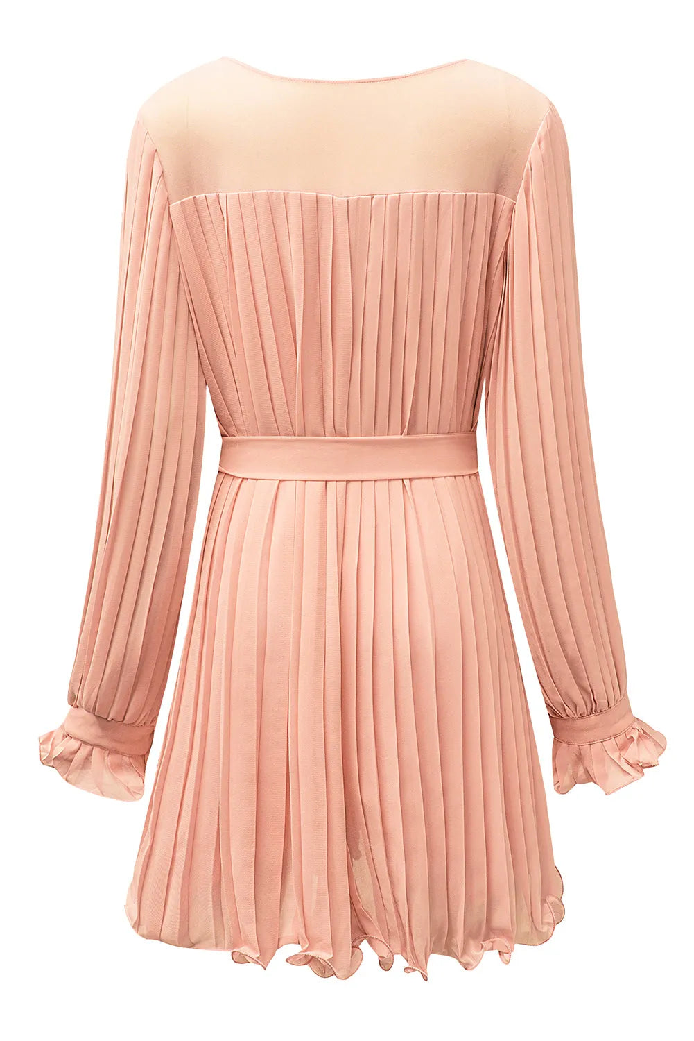 Pink Pleated Ruffled Tie Waist Buttons V Neck Romper - Chic Meadow Boutique 