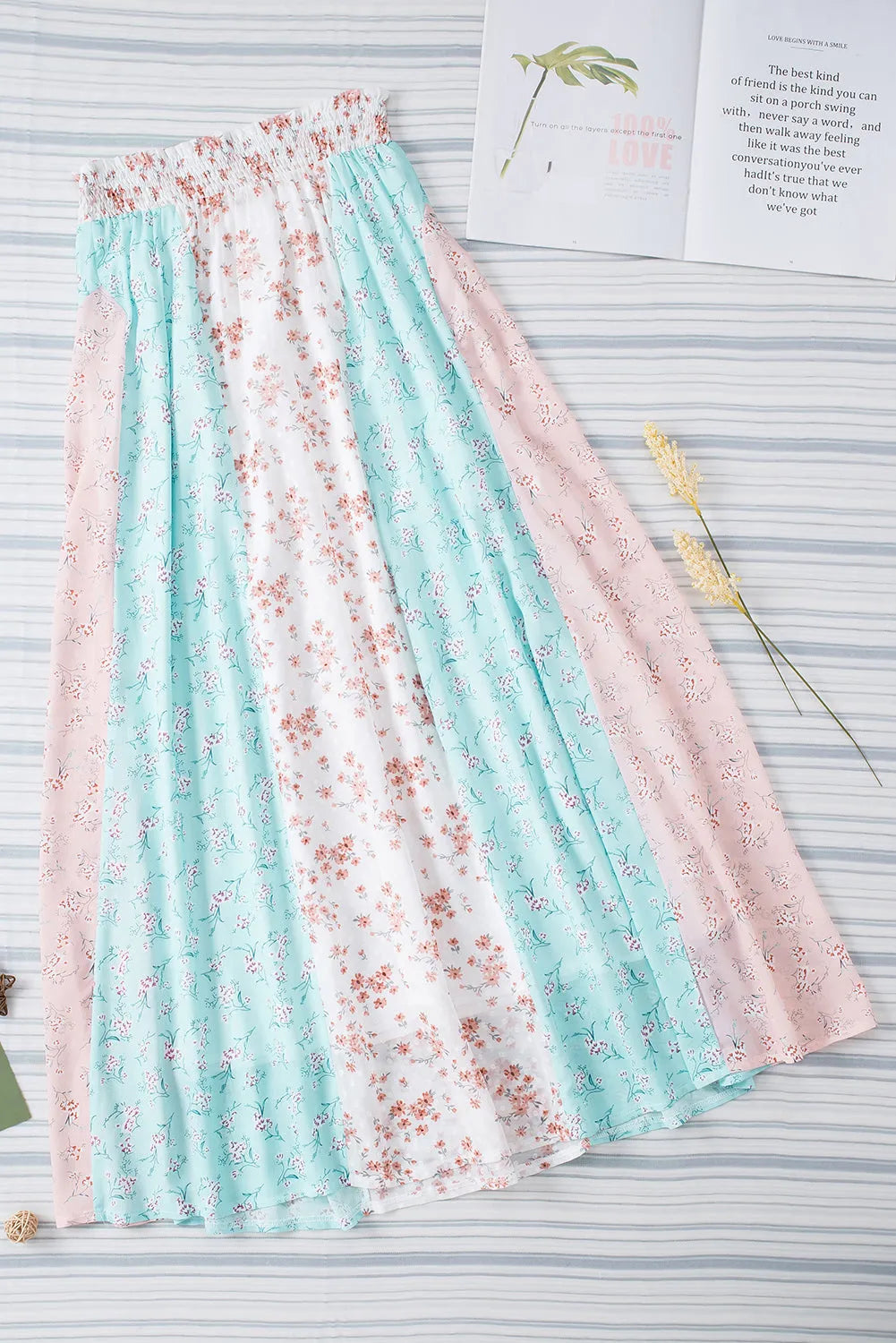 White Multi Floral Print Maxi Skirt - Chic Meadow Boutique 