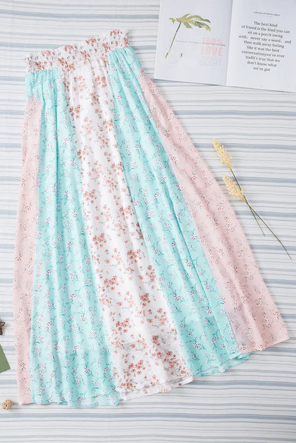 White Multi Floral Print Maxi Skirt - Chic Meadow Boutique 