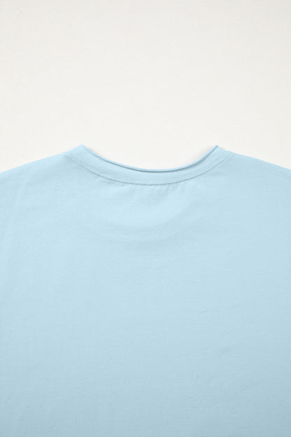 Myosotis Solid Color Round Neck Casual T Shirt