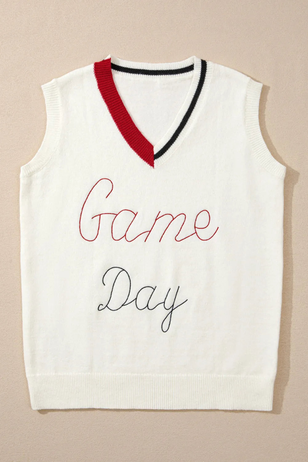 White Vintage Game Day Sweater Vest - Chic Meadow Boutique 