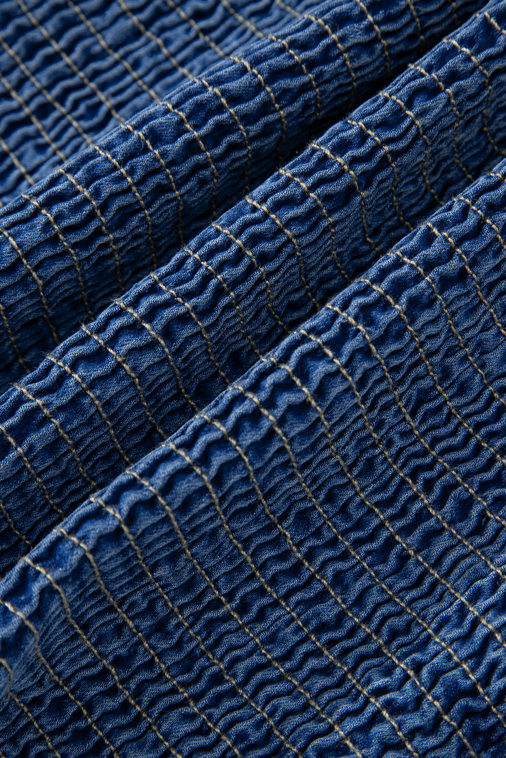 Sail Blue Vintage Bow Front Smocked Back Denim Tube Top