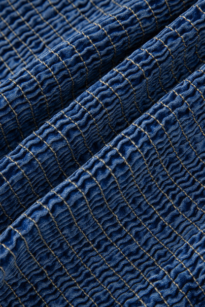 Sail Blue Vintage Bow Front Smocked Back Denim Tube Top