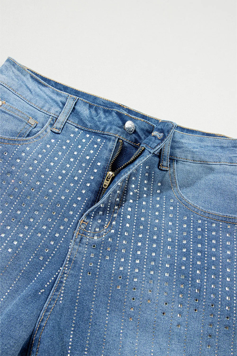 Ashleigh Blue Rhinestone Embellished Denim Shorts - Chic Meadow Boutique 