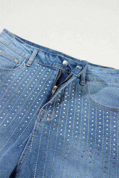 Ashleigh Blue Rhinestone Embellished Denim Shorts - Chic Meadow Boutique 