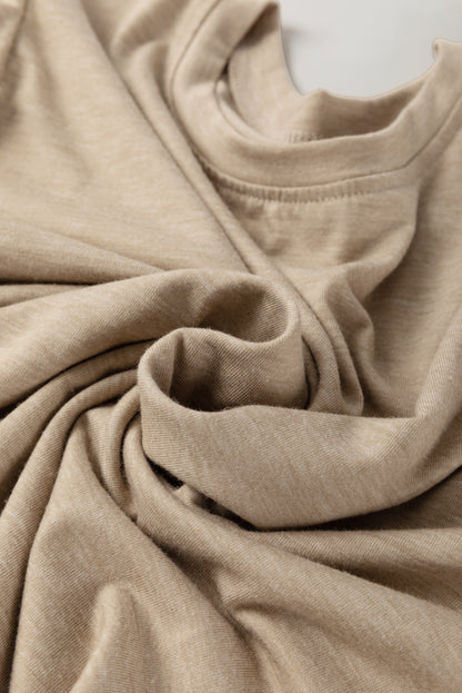 Parchment Solid Color Ruched Puff Sleeve T Shirt