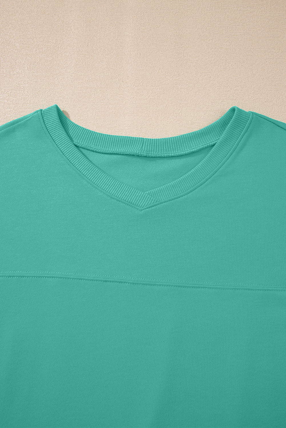 Sea Green Solid Loose V Neck Half Sleeve Tee and Shorts