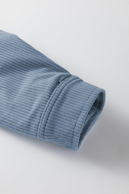 Stone Blue Plaid Corduroy Reversible Button Up Shacket