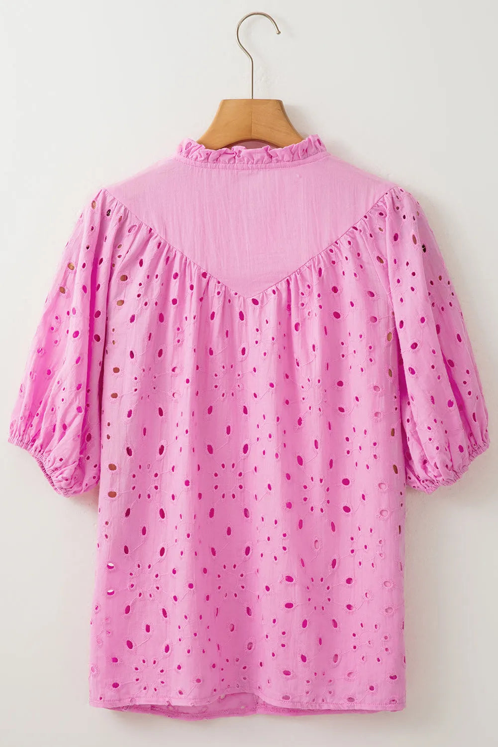 Bonbon Flower Embroidered Hollow-out Puff Sleeve Blouse - Chic Meadow Boutique 