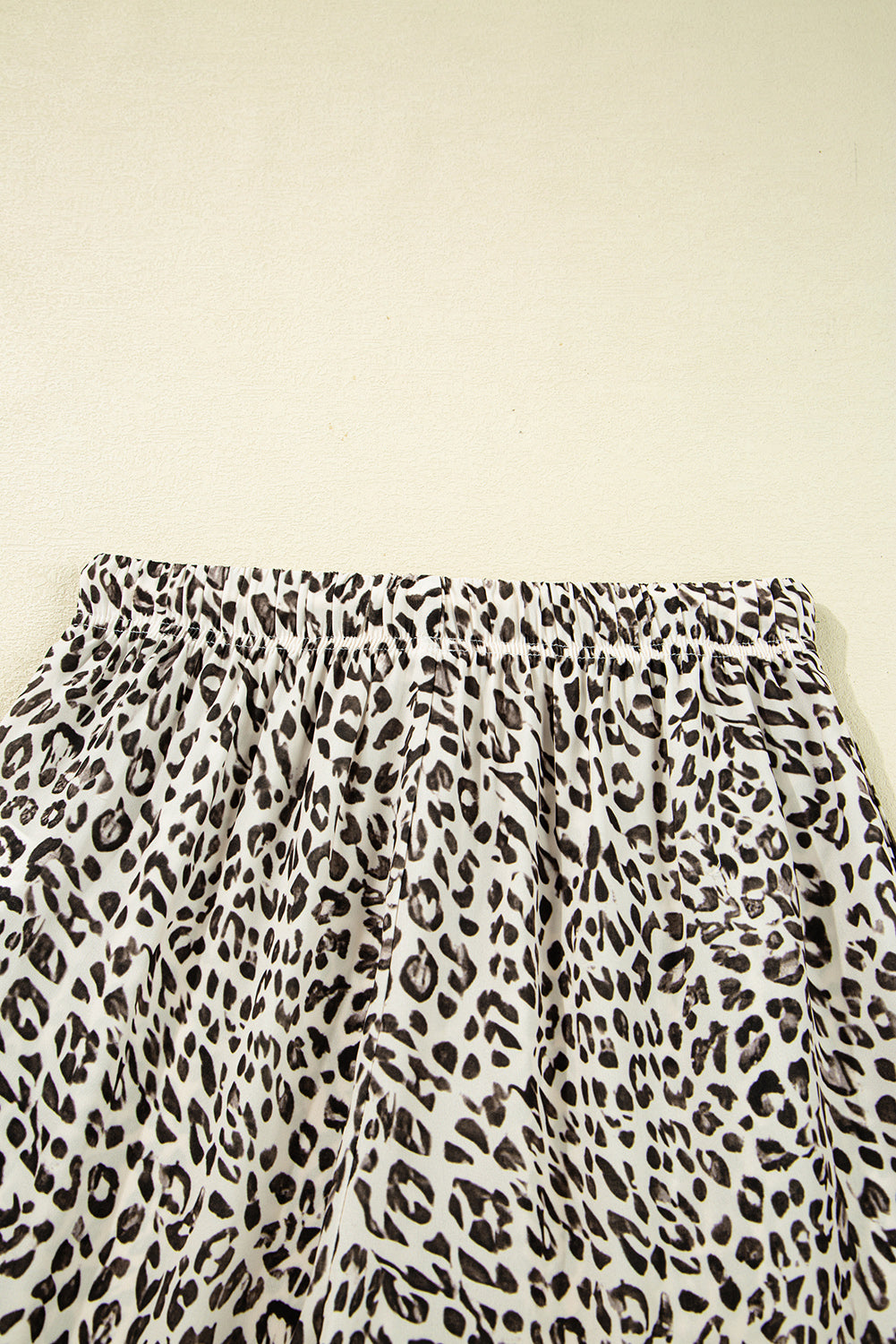 Brown Leopard Drawstring Elastic Waistband Loose Pants