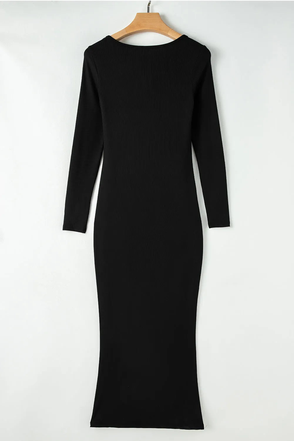 Black Long Sleeve Square Neck Maxi Bodycon Dress - Chic Meadow Boutique 