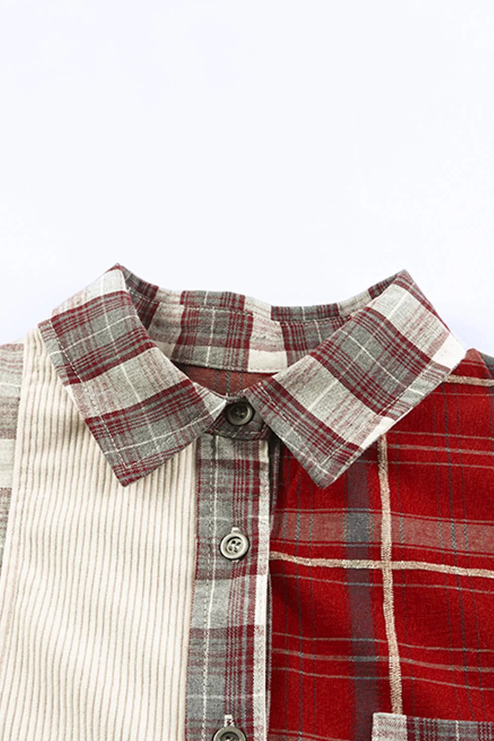 Plaid Corduroy Patchwork Shacket - Chic Meadow Boutique 