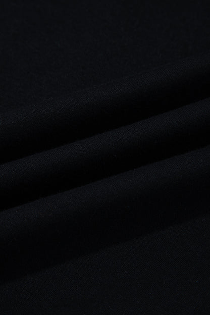 Black Oversize Drop Shoulder Reversible Mock Neck Sweatshirt