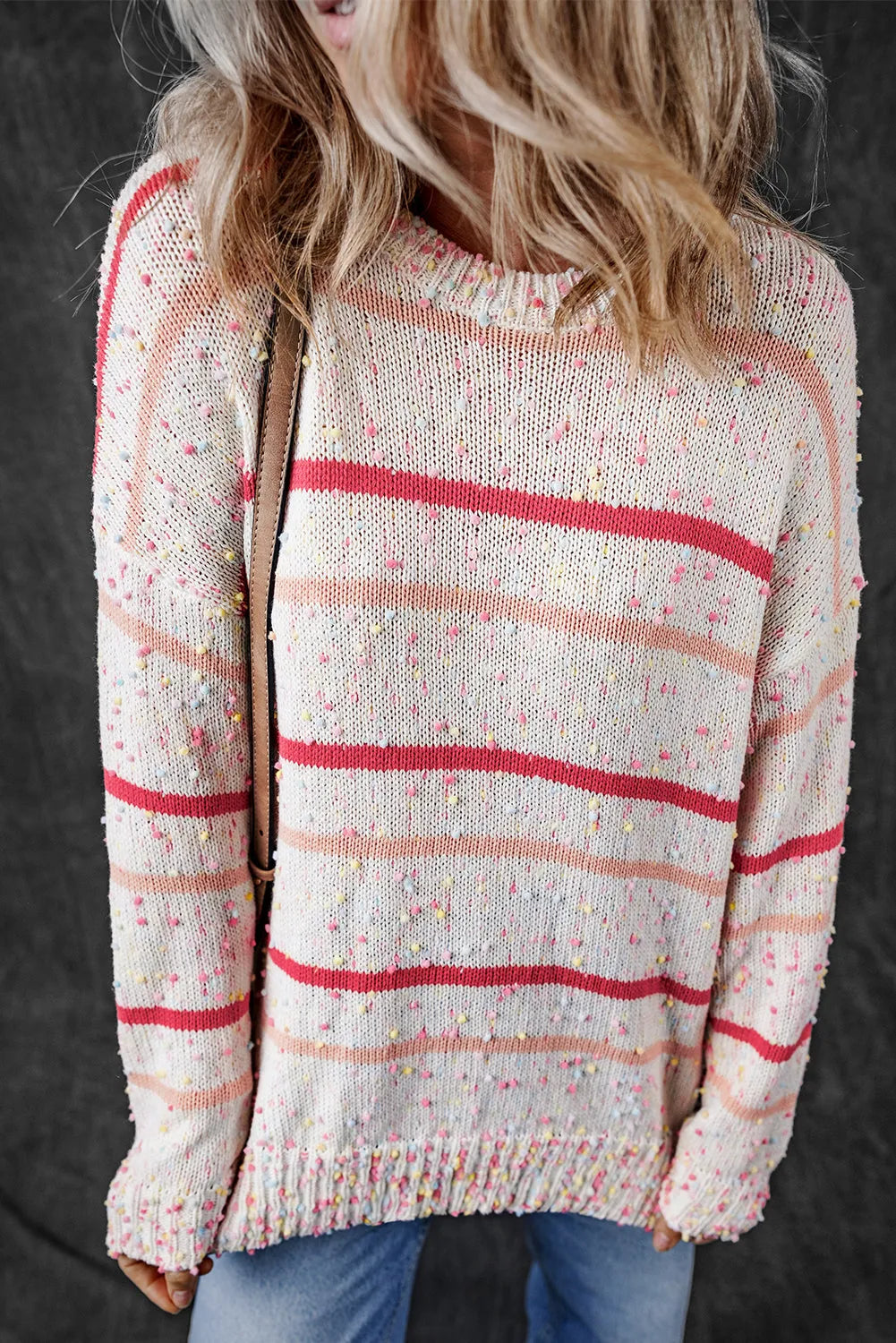 Pink Striped Confetti Knit Sweater - Chic Meadow Boutique 