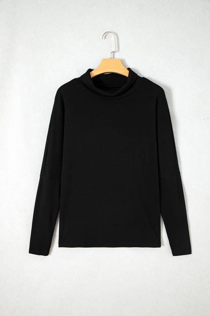 Black High Neck Long Sleeve Top
