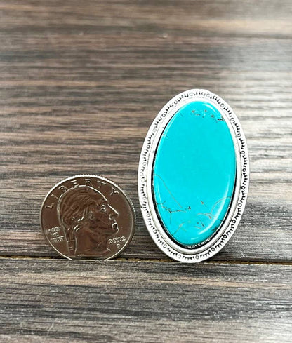 Oval Turquoise Adjustable Ring