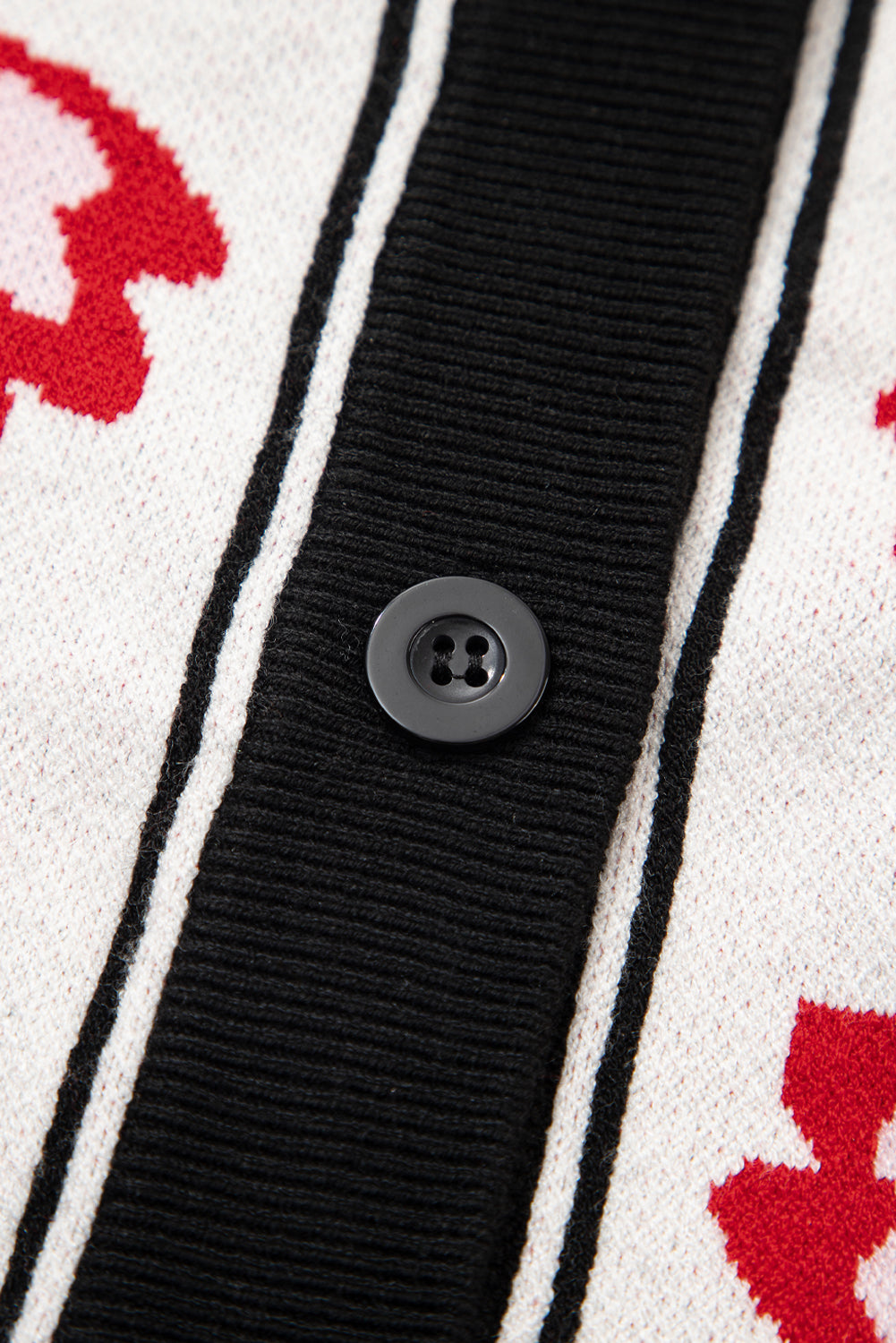 Beige Floral Print Buttoned Front V Neck Knit Cardigan