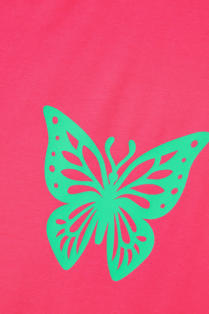 Sachet Pink Butterfly Graphic Casual Tank Top