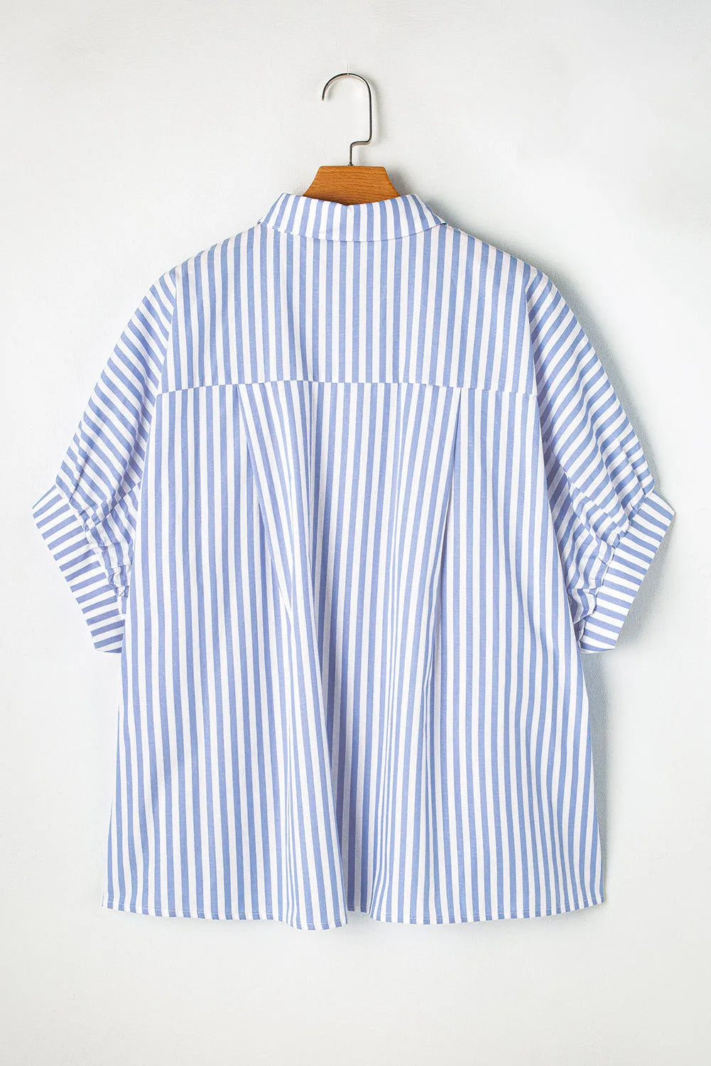 Sky Blue Stripe Dolman Sleeve Oversize Shirt - Chic Meadow Boutique 