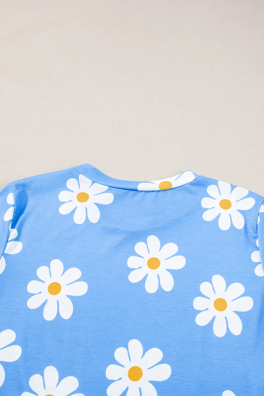 Sky Blue Daisy Printed Crewneck T Shirt - Chic Meadow Boutique 