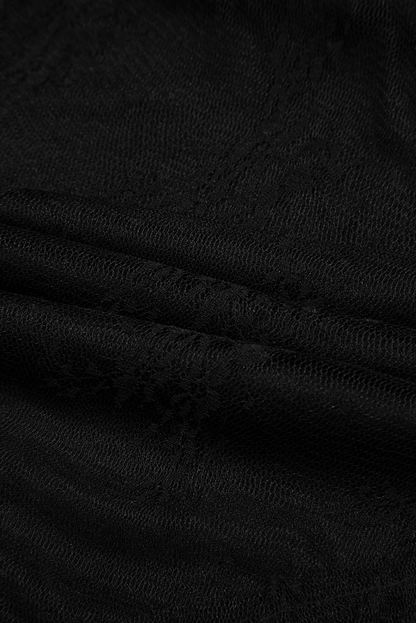 Black Lace Cascading Tiered High Waist Maxi Skirt