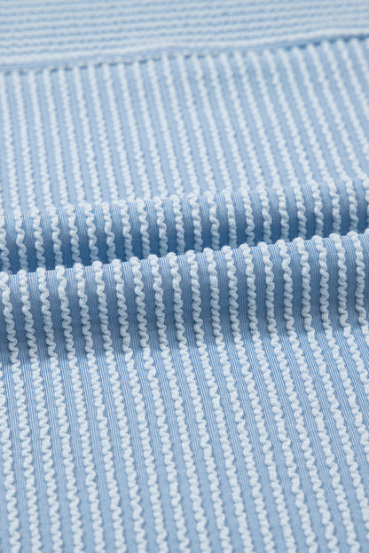 Myosotis Plain Corded Knit Mock Neck T Shirt