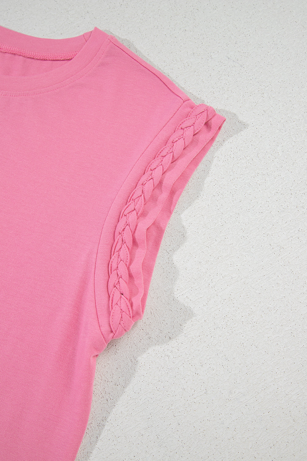 Bonbon Braided Cap Sleeve Crew Neck T Shirt