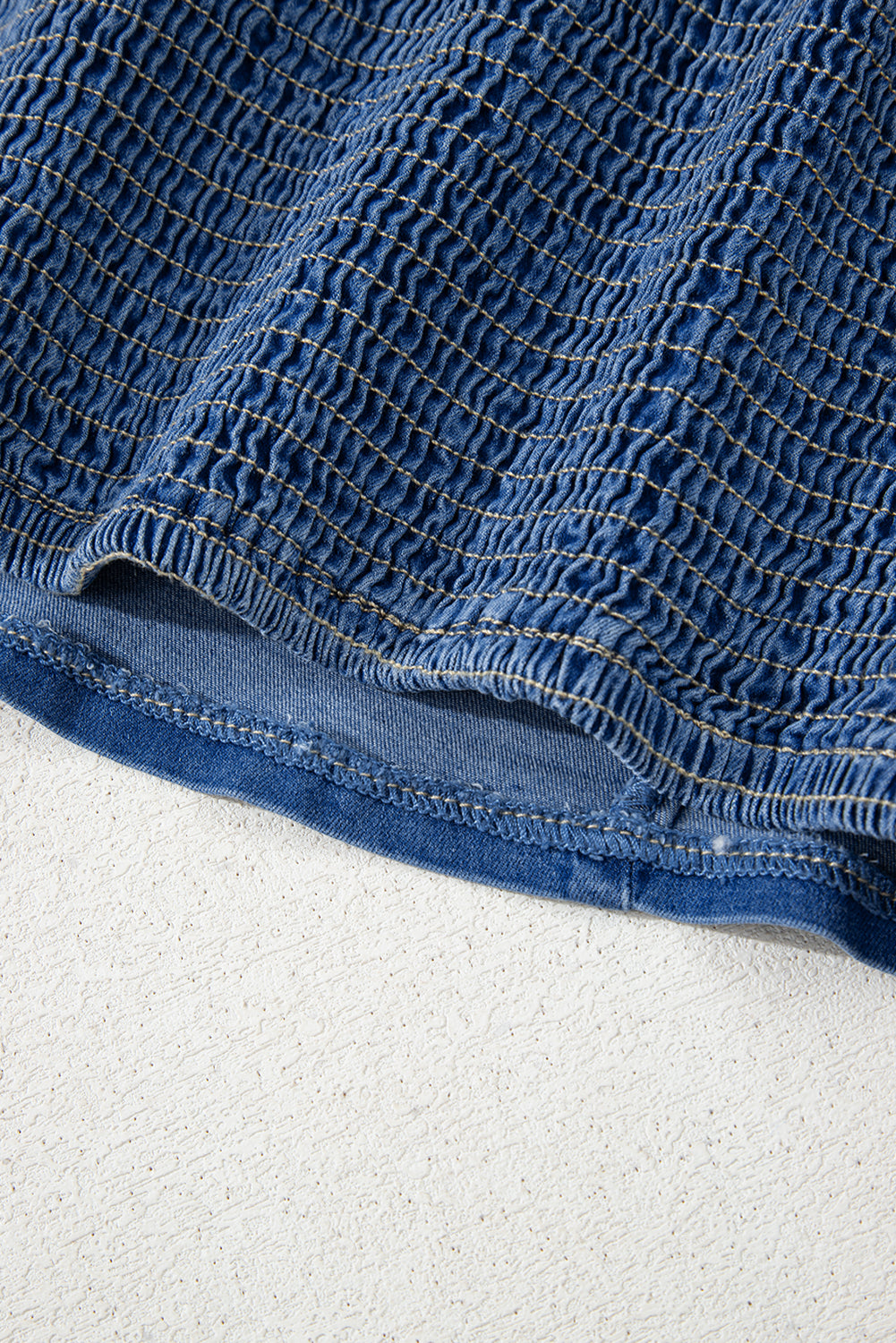 Sail Blue Vintage Bow Front Smocked Back Denim Tube Top