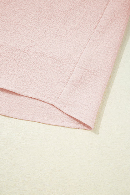 Light Pink Textured Flutter Sleeve Square Neck Bow Back Mini Dress