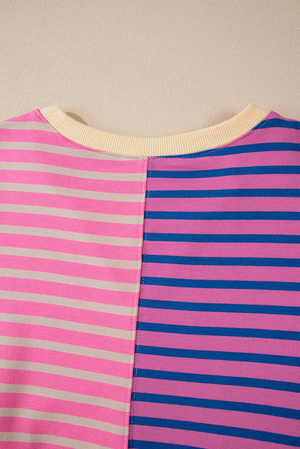 Pink Stripe Colorblock Drop Shoulder Oversize Sweatshirt - Chic Meadow Boutique 