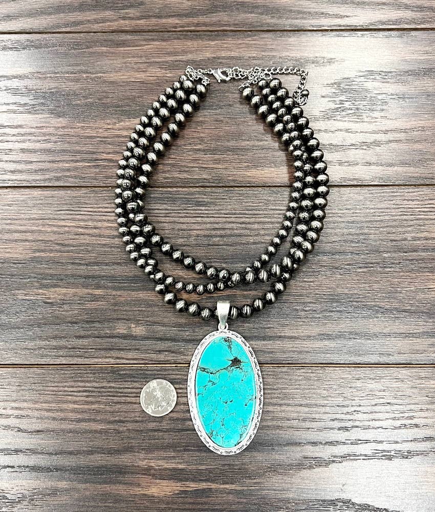 739564, Handmade 18" Navajo Turquoise Necklace