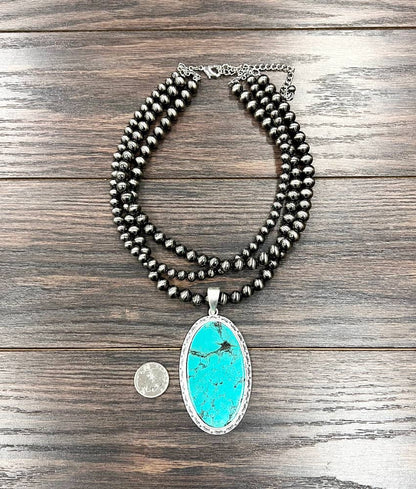 739564, Handmade 18" Navajo Turquoise Necklace