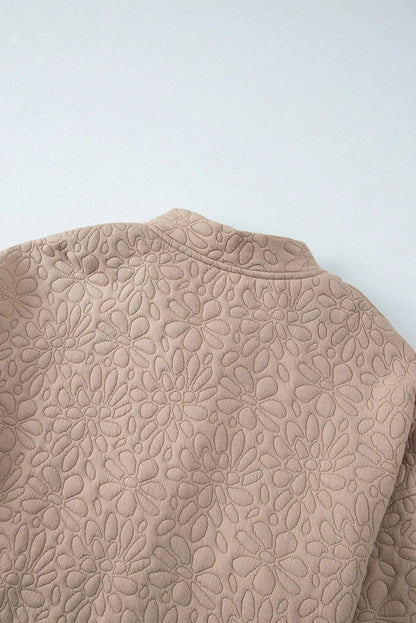 Light French Beige Floral Quilted Jacket - Chic Meadow Boutique 