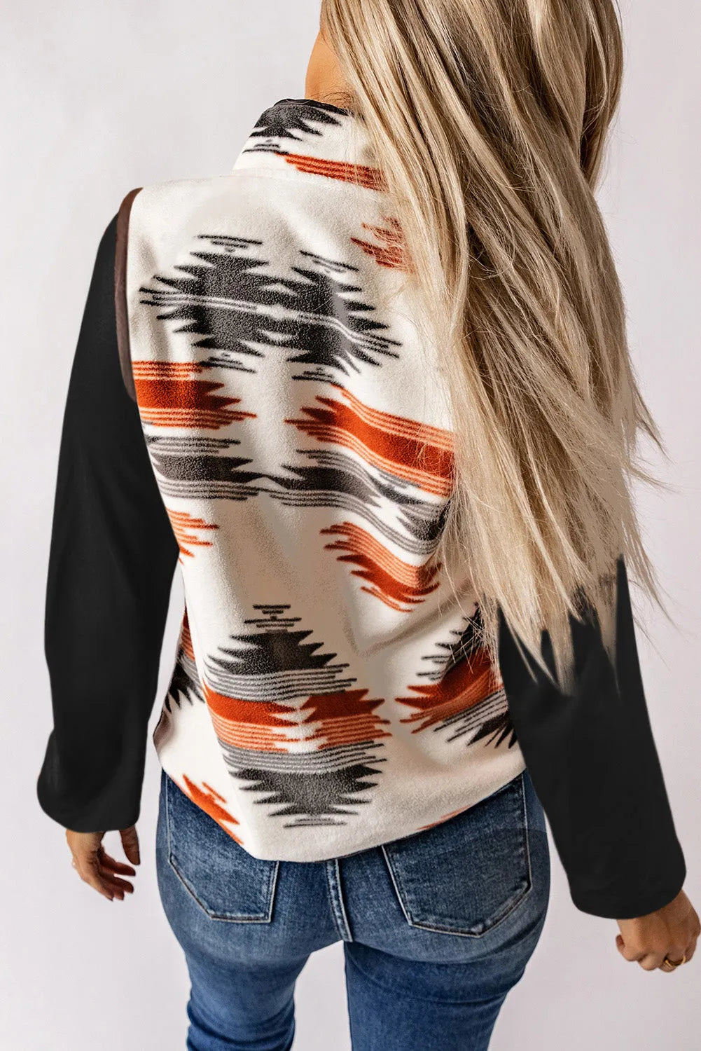 Multicolor Fuzzy Aztec Western Fashion Vest Jacket - Chic Meadow Boutique 