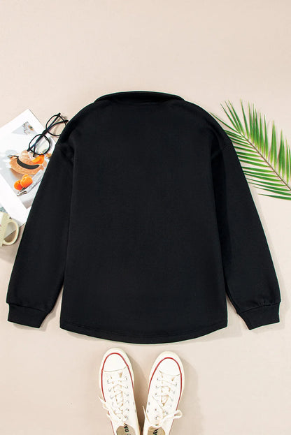 Black V Neck Collared Kangaroo Pocket Sweatshirt - Chic Meadow Boutique 