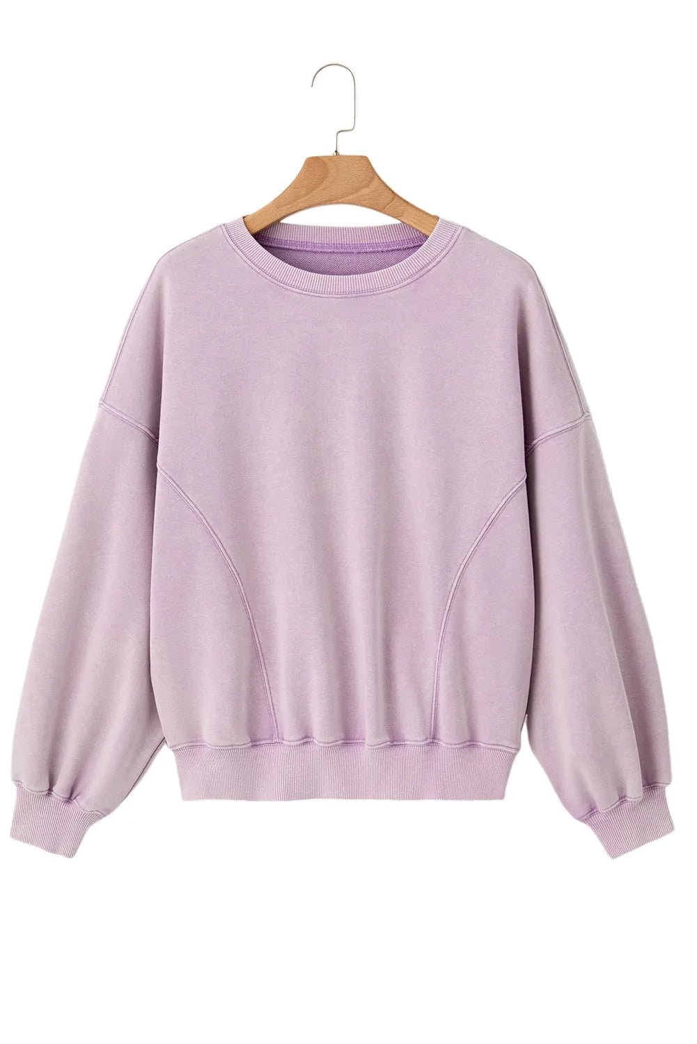 Orchid Petal Exposed Seam Batwing Sleeve Drop Shoulder Sweatshirt - Chic Meadow Boutique 