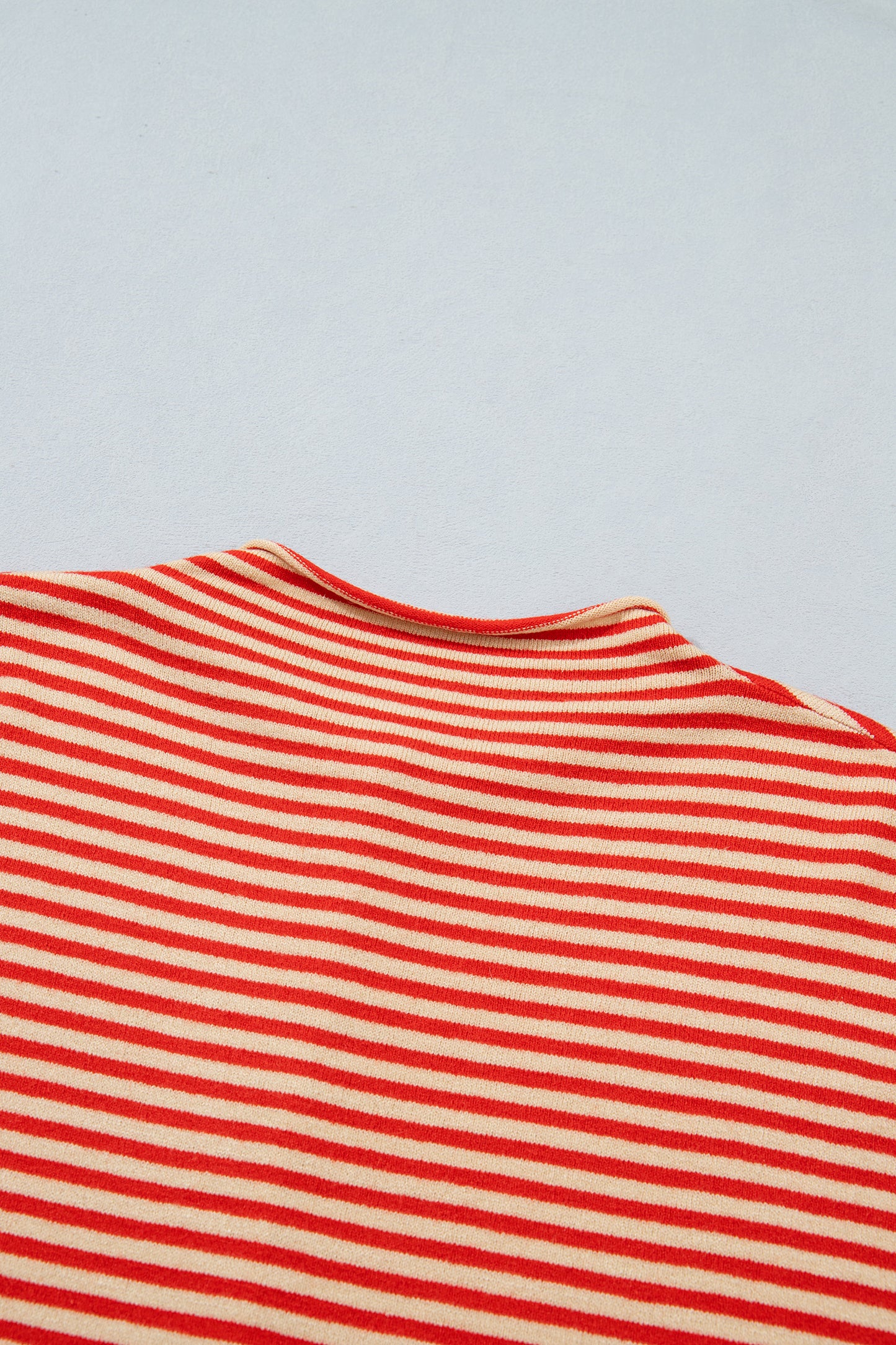 Red Stripe Striped Button Collar Long Sleeve Knit Cardigan